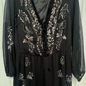 Black Dress with Silver Embellishments